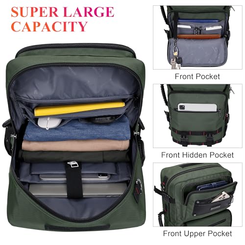 WITZMAN Carry On Travel Backpack for Men Duffle Bags Fit 17 Inch Laptop Airline Approved Laptop Backpack(B685 Army Green) - Image 3