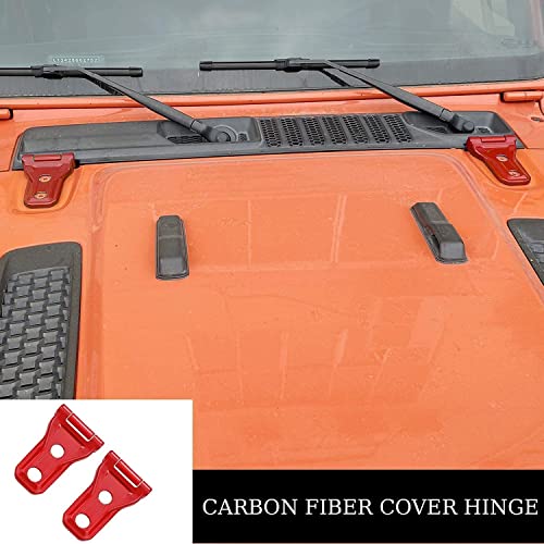 YANWEN Engine Hood Hinge Trim Cover Exterior Decoration Accessories Compatible for 2018-2021 Jeep Wrangler JL JLU Unlimited Sports Sahara Freedom Rubicon,2020-2021 Gladiator JT 2/4 Door (Red 2Pack) - Image 5