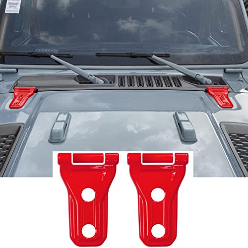 YANWEN Engine Hood Hinge Trim Cover Exterior Decoration Accessories Compatible for 2018-2021 Jeep Wrangler JL JLU Unlimited Sports Sahara Freedom Rubicon,2020-2021 Gladiator JT 2/4 Door (Red 2Pack) - Image 1