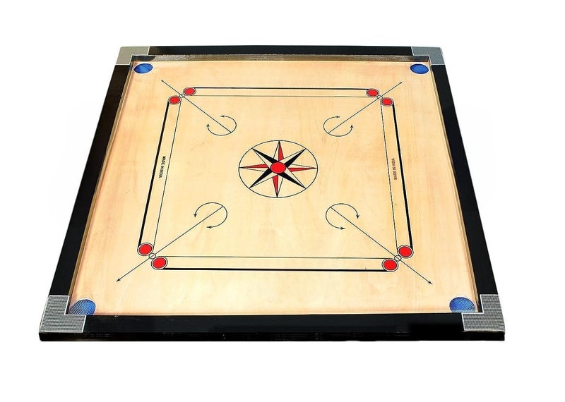 SMT Superior Matte Finish Practice Carrom Board for Serious Professional Practice with Coins Striker and Powder (32 INCH with Stand) - Image 2