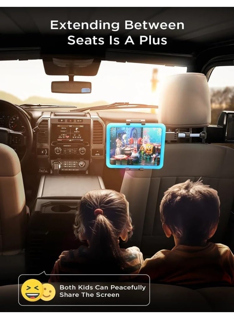 7MD Car Backseat Tablet Holder, Adjustable Headrest Mount for 4 to 11 Inch Tablets, Universal iPad and Android Stand, 360 Degree Rotation, Strong Grip, Travel Entertainment Accessory - Image 5