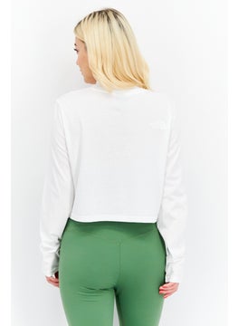 THE NORTH FACE Women High Neck Long Sleeve Brand Logo Crop Top, White  - Image 4