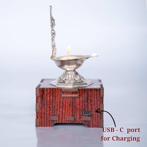 SolarBasket Akhand Solar Diya for Puja,Temple,Home Decoration 2 Bati(Vat) Battery Operated Light Silver Coated Laxmi Gifting Diva for Pooja,LED Wicks Jyoti Aarti Niranjan/Deepak(Pack of 1) - Image 5