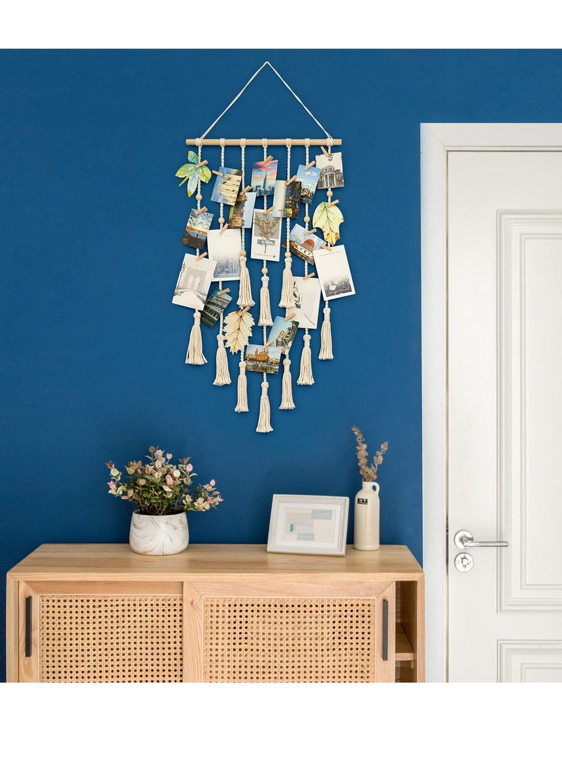 SYOSI Hanging Photo Display Wall Decor, Photo Display, Pictures Cards Frame Holder Wall Art Hanger for Birthday Party Room Bedroom Dorm,  for Hanging Photos, Prints and Artwork (Beige) - Image 2