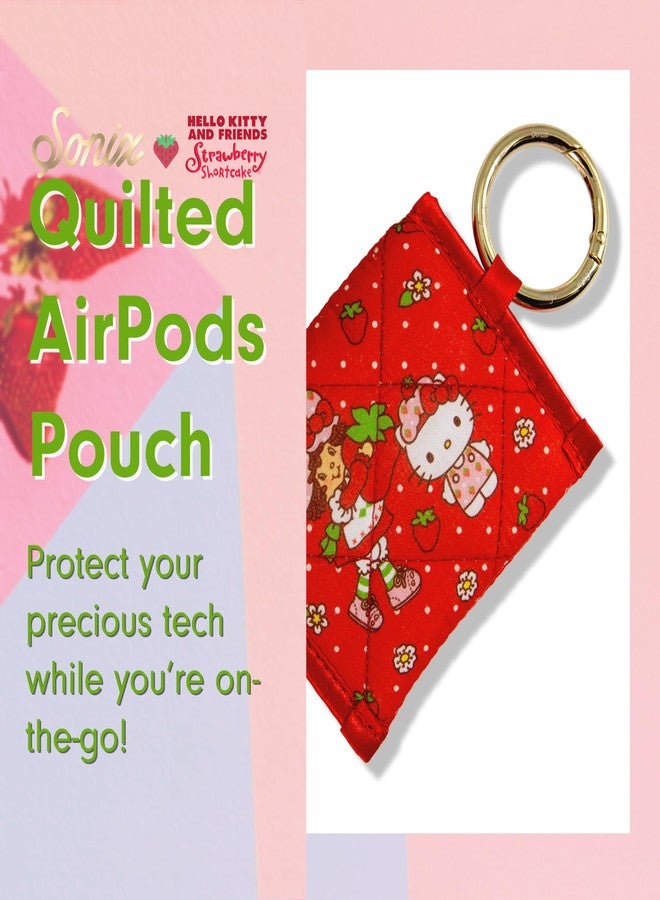 Sonix حقيبة سماعات سونيكس × سانريو المبطنة | حقيبة قطنية فاخرة لتعليق AirPods، غطاء لحفظ المفاتيح مع حلقة كارابينر | هالو كيتي × كعكة الفراولة - Image 5