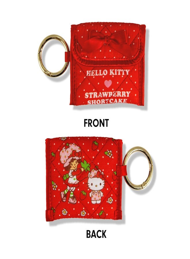Sonix حقيبة سماعات سونيكس × سانريو المبطنة | حقيبة قطنية فاخرة لتعليق AirPods، غطاء لحفظ المفاتيح مع حلقة كارابينر | هالو كيتي × كعكة الفراولة - Image 2