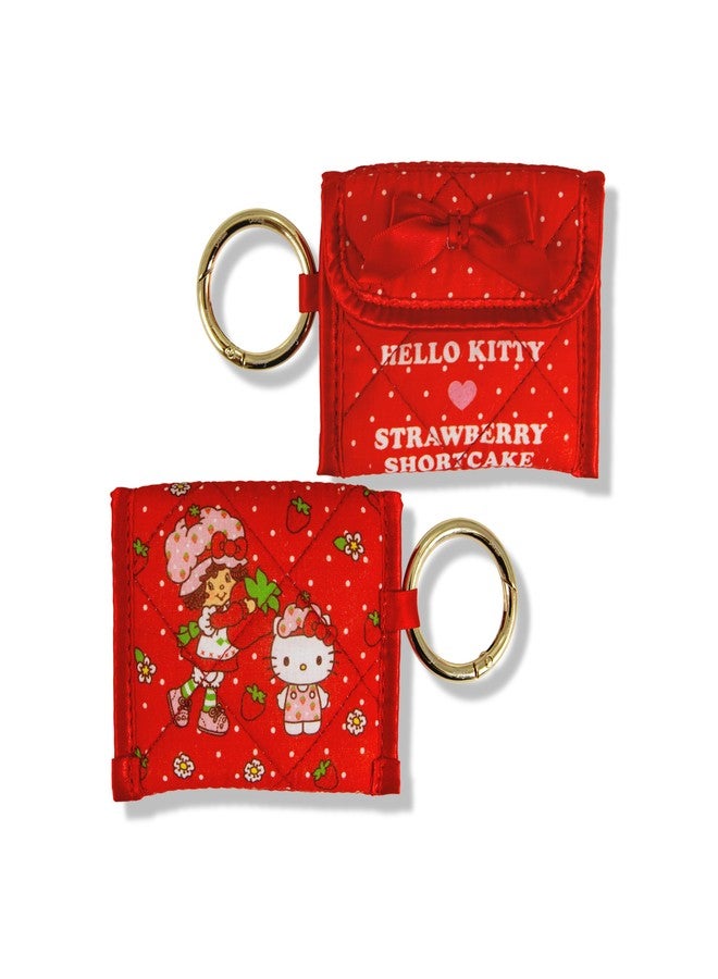 Sonix حقيبة سماعات سونيكس × سانريو المبطنة | حقيبة قطنية فاخرة لتعليق AirPods، غطاء لحفظ المفاتيح مع حلقة كارابينر | هالو كيتي × كعكة الفراولة - Image 1