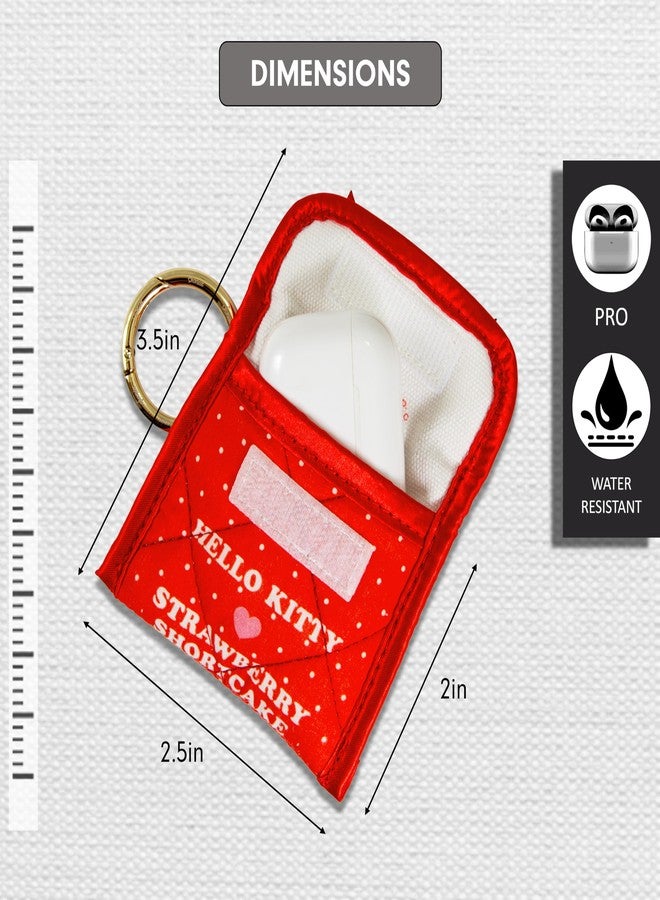 Sonix حقيبة سماعات سونيكس × سانريو المبطنة | حقيبة قطنية فاخرة لتعليق AirPods، غطاء لحفظ المفاتيح مع حلقة كارابينر | هالو كيتي × كعكة الفراولة - Image 4