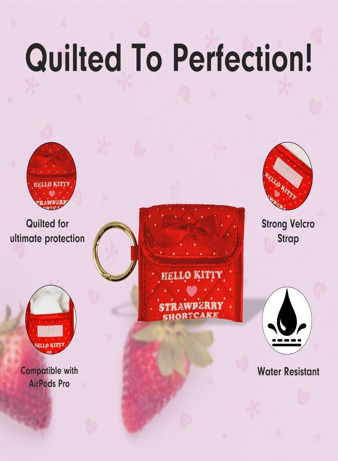 Sonix حقيبة سماعات سونيكس × سانريو المبطنة | حقيبة قطنية فاخرة لتعليق AirPods، غطاء لحفظ المفاتيح مع حلقة كارابينر | هالو كيتي × كعكة الفراولة - Image 3