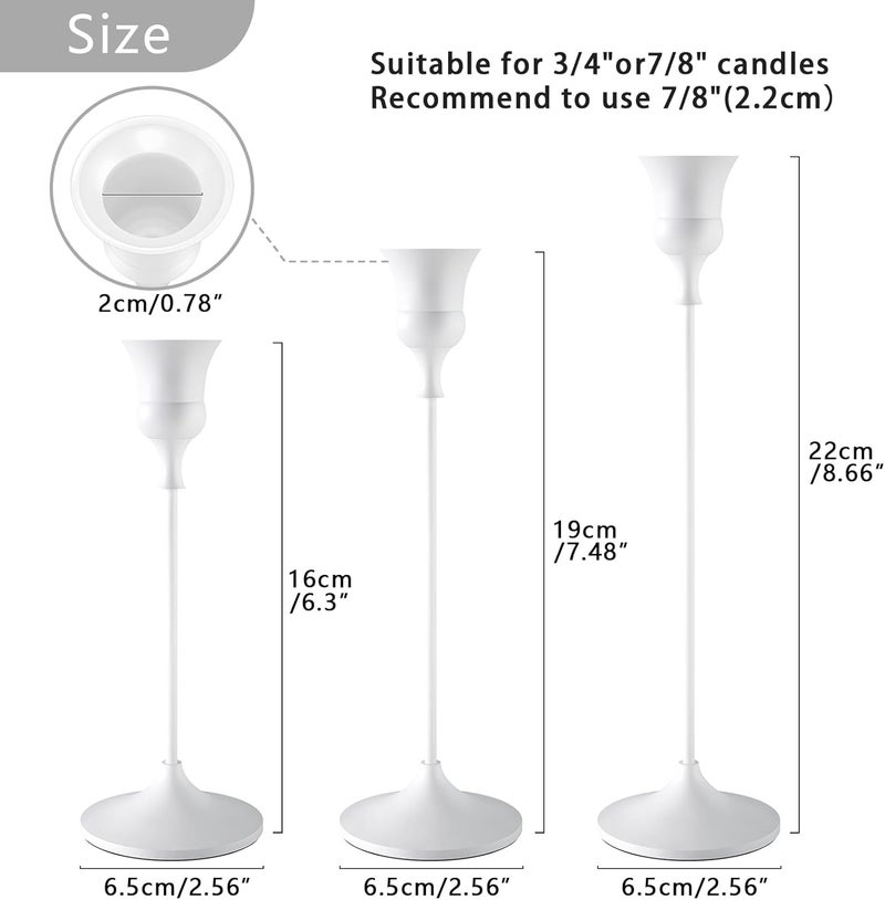 SHOWIN General purpose premium build Candlestick Holders White, 6 Packs Taper Candle Holder for Candlesticks, Candle Sticks Holder Decor for Home Decor Reinforced edge - Image 3