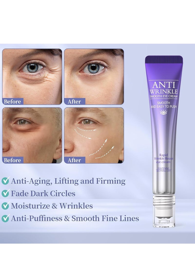 OCHEAL Retinol Massage Smooth Eye Cream, Smooth  And Easy To Push Eye Cream Anti Aging, Retinol Eye Cream for Dark Circles and Puffiness, Eye Cream for Wrinkles with Massage Roller Ball, Reduce Fine Lines and Under Eye Bags 20g - Image 5