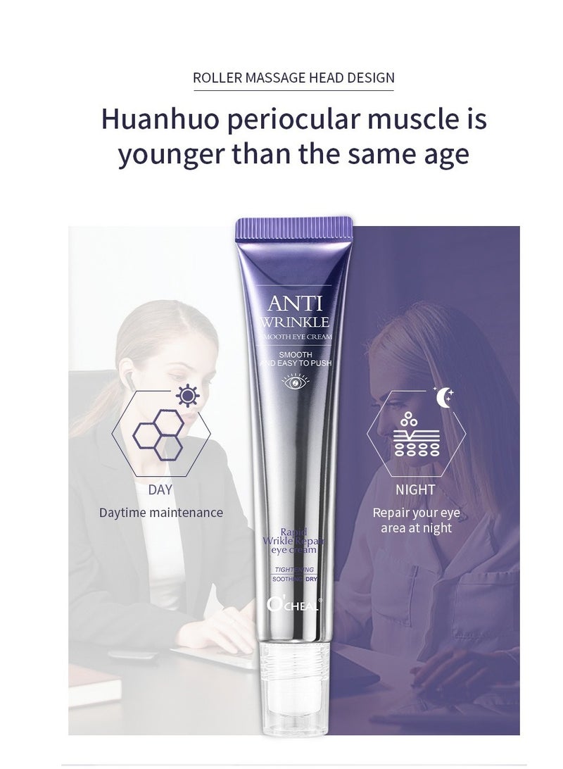 OCHEAL Retinol Massage Smooth Eye Cream, Smooth  And Easy To Push Eye Cream Anti Aging, Retinol Eye Cream for Dark Circles and Puffiness, Eye Cream for Wrinkles with Massage Roller Ball, Reduce Fine Lines and Under Eye Bags 20g - Image 2