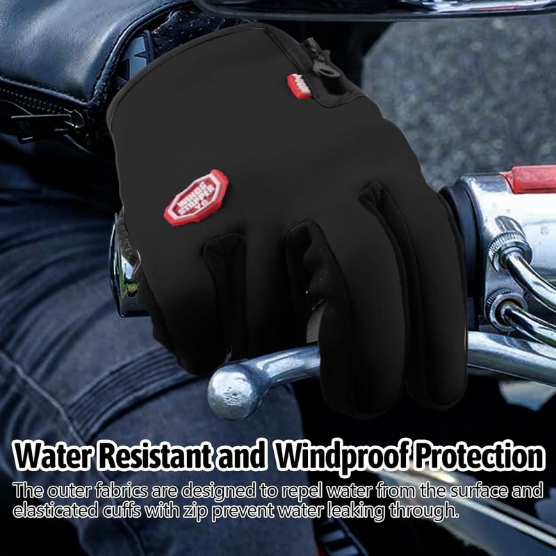 HYX Unisex Winter Gloves Waterproof Windproof Touch Screen Non-slip Grip for Driving Cycling Walking, Black,L - Image 3