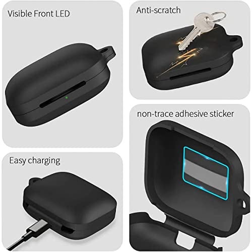 KACA Silicone Soft Case Cover with Keychain Shockproof Flexible Full Body Protective Skin Cover for OnePlus Buds Pro 2 2023 / Pro 2R 2023 (Black) - Image 4