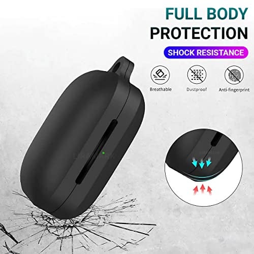KACA Silicone Soft Case Cover with Keychain Shockproof Flexible Full Body Protective Skin Cover for OnePlus Buds Pro 2 2023 / Pro 2R 2023 (Black) - Image 2