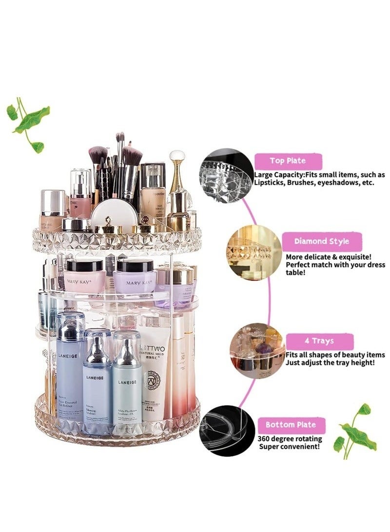 Makeup Organizer 360° Rotating Adjustable Cosmetic Storage – Large Capacity Clear Acrylic Cosmetic Display Shelf for Vanity and Dresser - Image 5