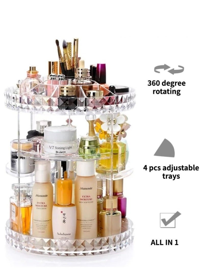 Makeup Organizer 360° Rotating Adjustable Cosmetic Storage – Large Capacity Clear Acrylic Cosmetic Display Shelf for Vanity and Dresser - Image 3