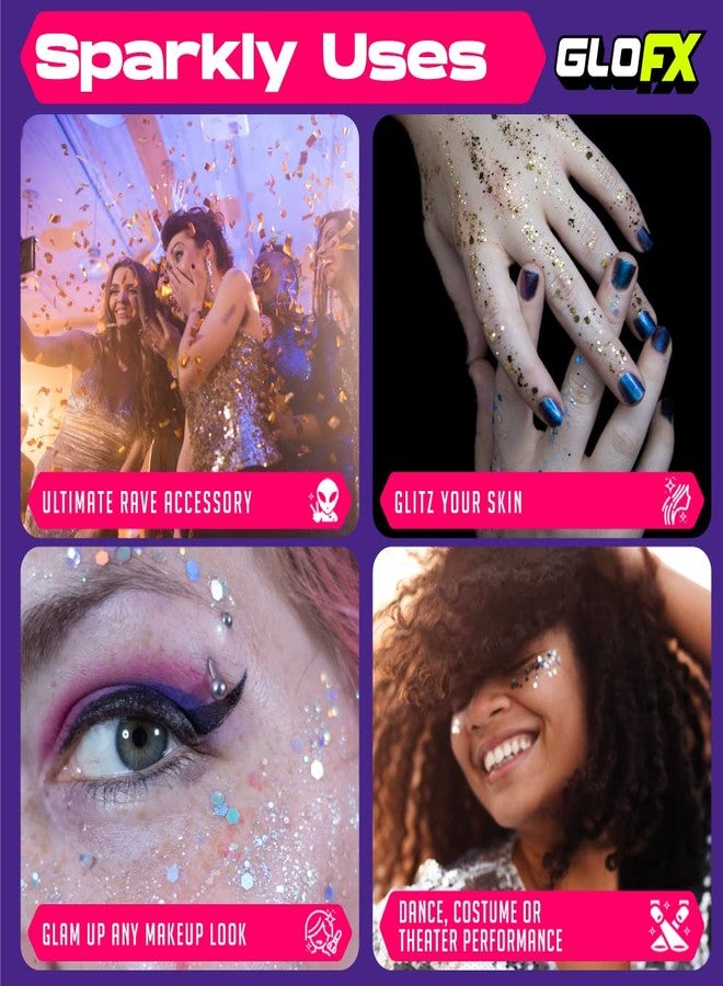 جلو اف اكس مكياج لامع فضي قابل للتحلل الحيوي | نباتي، صديق للبيئة، لامع للشعر، لامع للوجه أو الجسم | إكسسوار مكياج للكوسبلاي، موسيقى الرقص الإلكترونية، المهرجانات الموسيقية وحفلات الرقص الصاخبة | 5 غرامات من اللمعان الخشن - Image 5