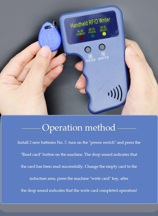 DUNISO Handheld RFID 125KHz ID card copier, portable copier, writer, copier，with 6 writable tags and 6 writable cards  - Image 5
