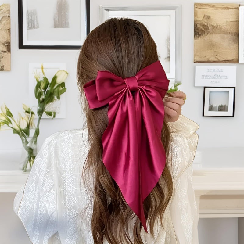 Chictresses® Red Bow - Bow Clips for Women - Clips for Women, Hair Accessories, Hair Clip - Luxury Satin Hair Bow Clips Girls, Cute Accessories for Girls - Image 3