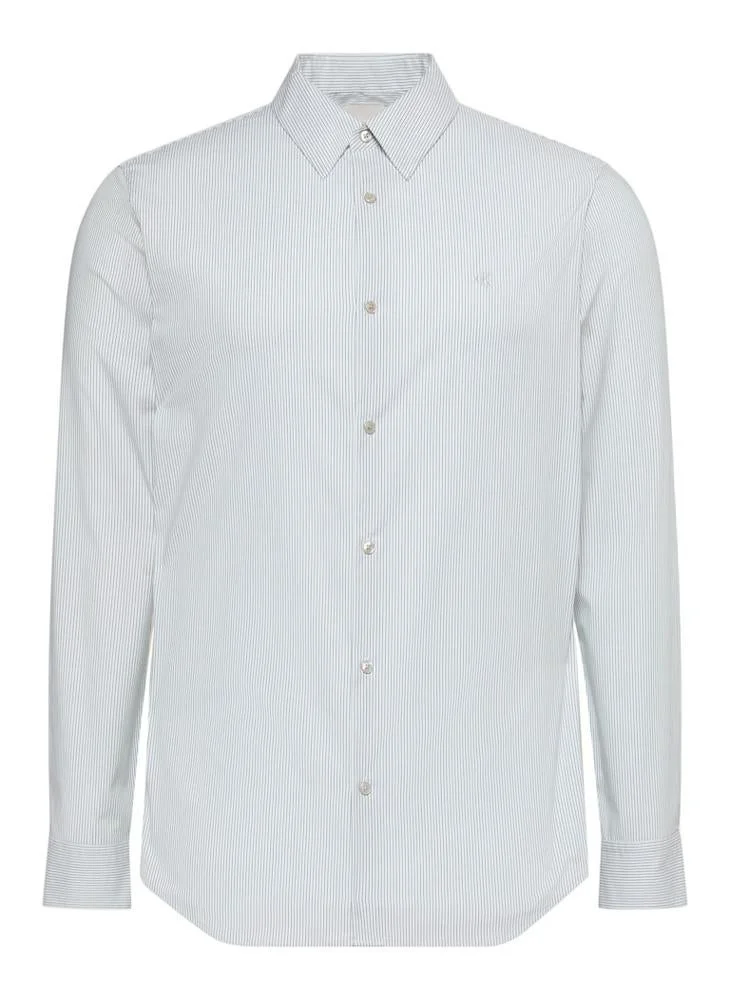 Calvin Klein Pale Meadow Slim Striped Cotton Stretch Shirt for Men | Best Price UAE