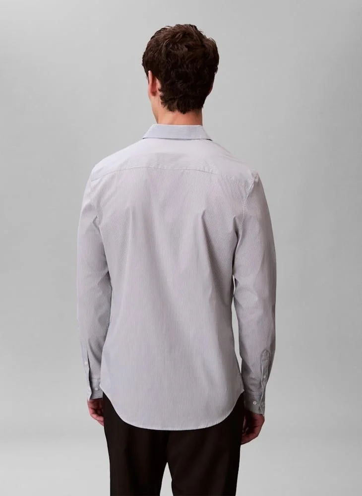 Calvin Klein Slim Striped Cotton Stretch Shirt