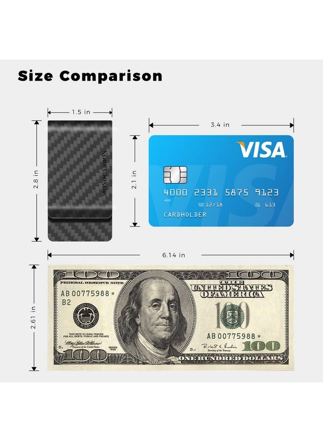 MONOCARBON MONOCARBON Carbon-Fiber-Money-Clip-for-Men, Minimalist-Money-Holder for Cash, High Elastic Carbon-Fiber-Wallet, Slim and Durable (Twill Matte Black)  - Image 2