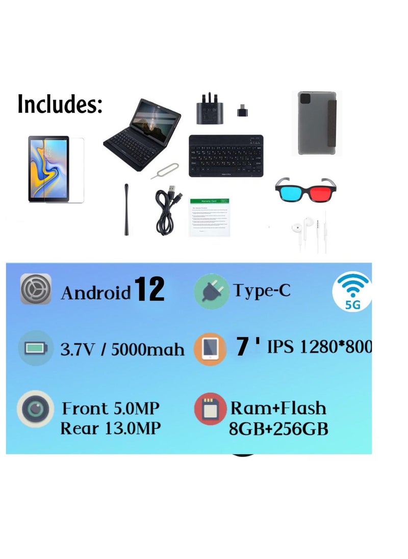 JOROBO - 7 -Inch ITouch Smart Tablet X722 Android 12.1 Tab With 256GB ROM 8GB RAM Quad Core Wi-Fi 5G LTE Dual Sim with Wireless Keyboard and Tablet Cover - Image 1