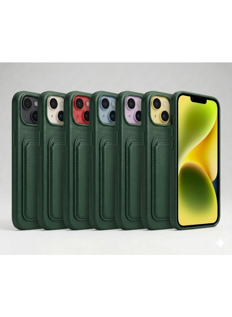 أتش أم سي جراب محفظة أنيق مناسب للأعمال لهاتف iPhone 13، غطاء خلفي من الجلد المقاوم للصدمات - Image 2