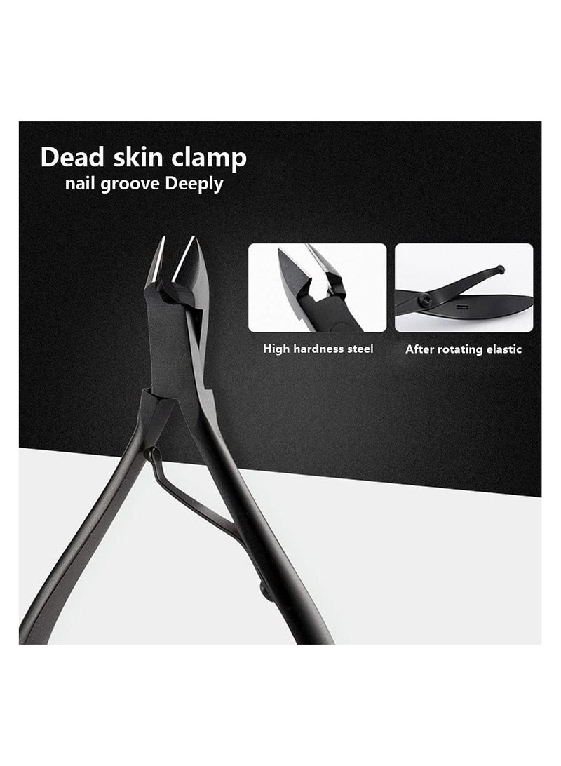 مجموعة مقصات أظافر مكونة من 15 قطعة من ORiTi مجموعة احترافية للعناية بالأظافر ومبرد أظافر ومقص أظافر حاد ومقص ومجموعة مانيكير وباديكير لأظافر اليدين والقدمين مع حقيبة سفر محمولة باللون الأسود - Image 4