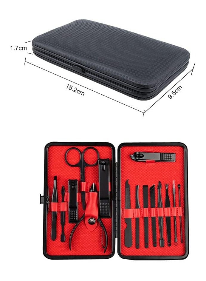 مجموعة مقصات أظافر مكونة من 15 قطعة من ORiTi مجموعة احترافية للعناية بالأظافر ومبرد أظافر ومقص أظافر حاد ومقص ومجموعة مانيكير وباديكير لأظافر اليدين والقدمين مع حقيبة سفر محمولة باللون الأسود - Image 5