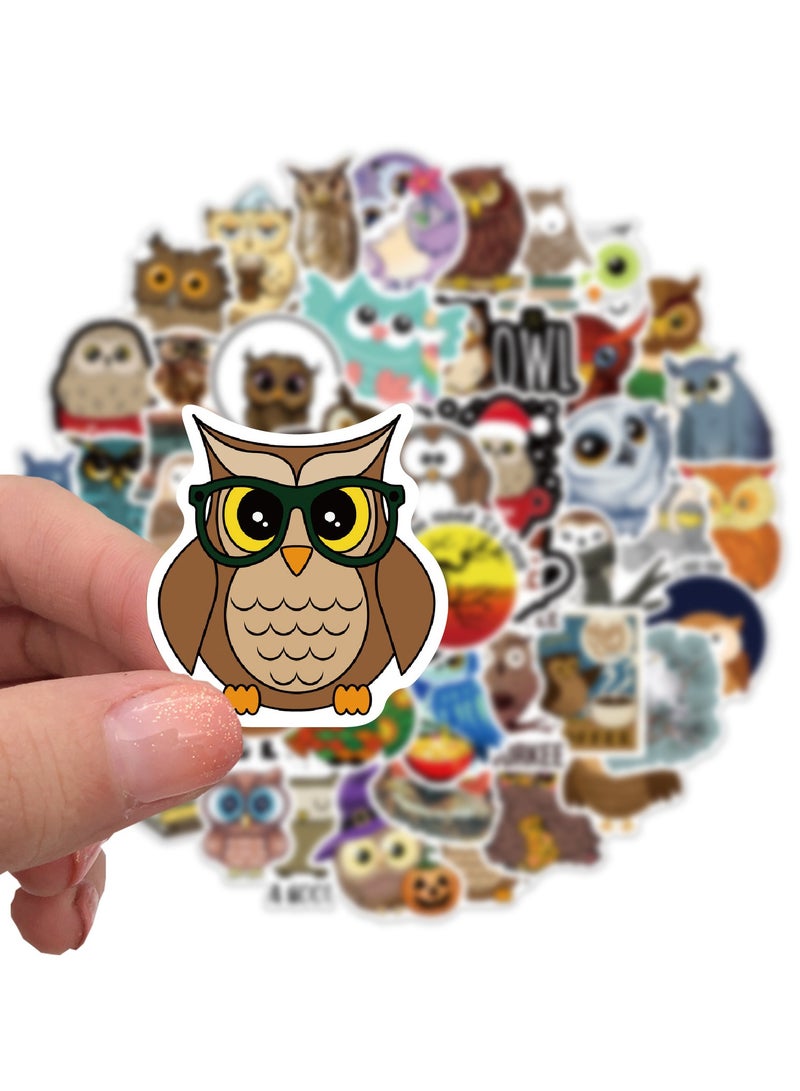 ORAINBOW Animals Owl Stickers 50 Pcs Cartoon PVC Decals Cute Kawaii Vinyl Decoration DIY Funny Creative Decor for Teens Party Supplies for Adults - Image 2