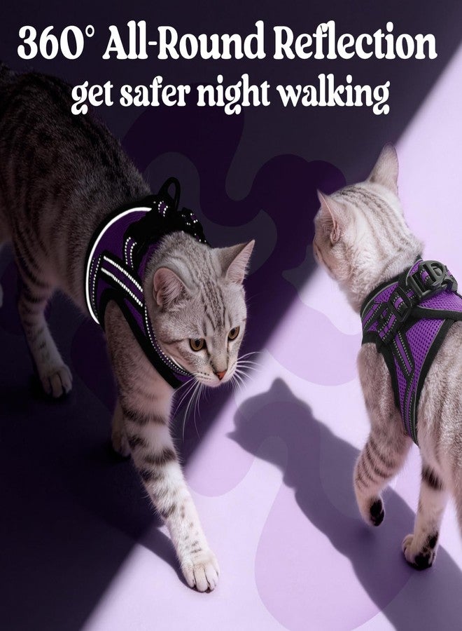 rabbitgoo Cat Harness and Leash, Step-in Escape Proof Kitten Harness Set, Soft Comfortable Cat Vest, Easy to Wear and Adjust, Reflective for Safe Outdoor Walking, Purple, Medium - Image 5