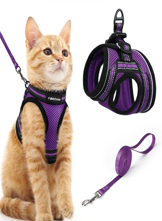rabbitgoo Cat Harness and Leash, Step-in Escape Proof Kitten Harness Set, Soft Comfortable Cat Vest, Easy to Wear and Adjust, Reflective for Safe Outdoor Walking, Purple, Medium - Image 1
