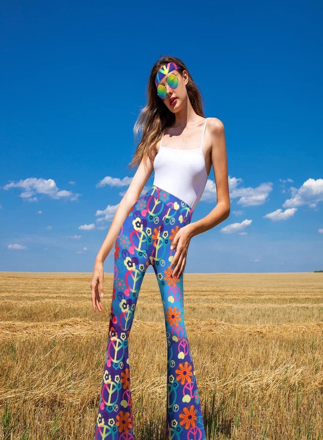 Tisancy 3 Pcs 60s 70s Outfit for Women Hippie Costume Set Disco Flared Pants Groovy Outfit Party Accessories(L Size, Retro) - Image 5