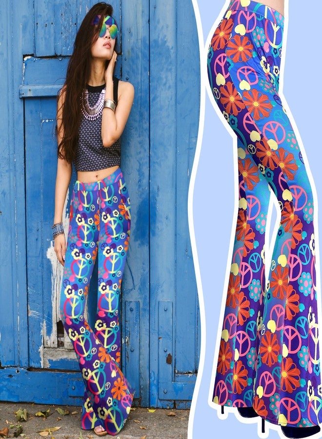 Tisancy 3 Pcs 60s 70s Outfit for Women Hippie Costume Set Disco Flared Pants Groovy Outfit Party Accessories(L Size, Retro) - Image 4