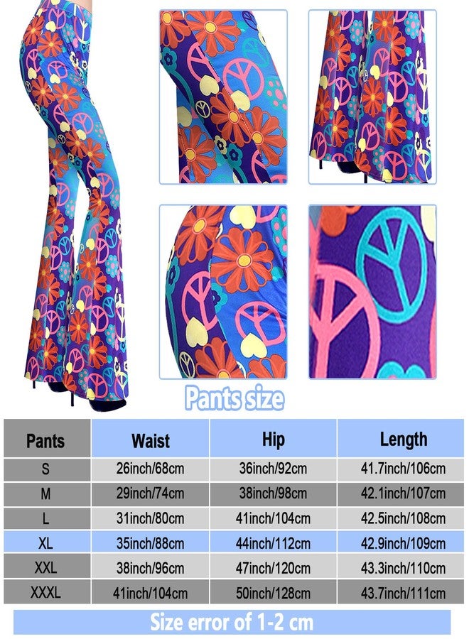 Tisancy 3 Pcs 60s 70s Outfit for Women Hippie Costume Set Disco Flared Pants Groovy Outfit Party Accessories(L Size, Retro) - Image 3