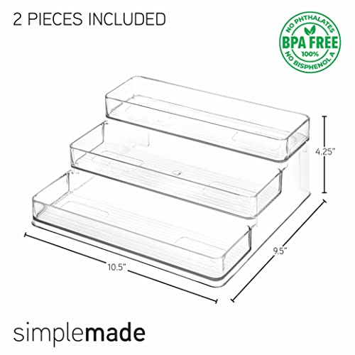 SIMPLEMADE 3-Tier Spice Rack Organizer - Versatile Storage Shelf for Kitchen, Bathroom, Bedroom & Office, Set of 2, Clear - Image 3