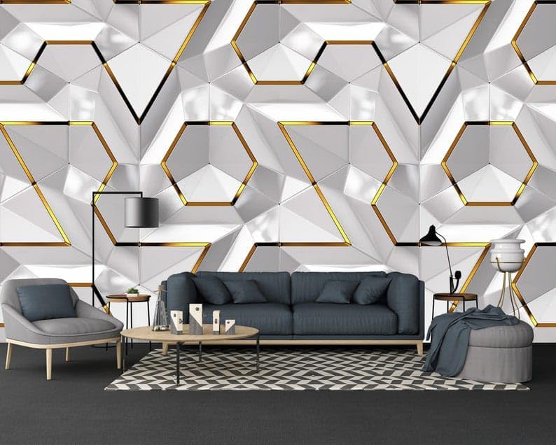 Jig-Tik Contact Paper Waterproof PVC Wallpapers Roll Embossed Europe Style Nordic 3D Sculpture Flower Wall Covering Modern Wall Décor(45 * 300) (1, White Black) (1, WHITEE) - Image 1