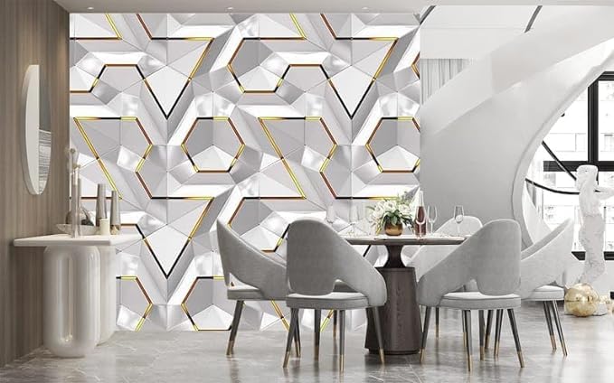 Jig-Tik Contact Paper Waterproof PVC Wallpapers Roll Embossed Europe Style Nordic 3D Sculpture Flower Wall Covering Modern Wall Décor(45 * 300) (1, White Black) (1, WHITEE) - Image 5