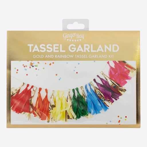 Ginger Ray Gold Foil and Rainbow Tassel Garland - Image 2
