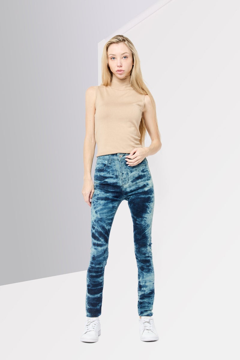 GUESS Women Ultimate Skinny Fit Wash Stretchable Denim, Blue - Image 2