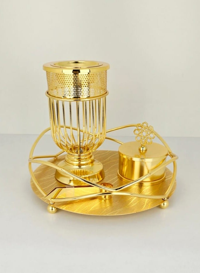 Radin Premium Incense Bakhoor Burner Set with Tray, Safety Tong & Storage Bowl – Elegant Oud & Home Fragrance Gift Set - Image 1