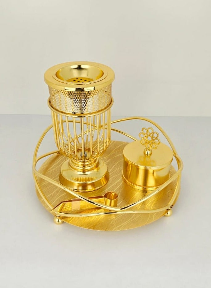 Radin Premium Incense Bakhoor Burner Set with Tray, Safety Tong & Storage Bowl – Elegant Oud & Home Fragrance Gift Set - Image 2
