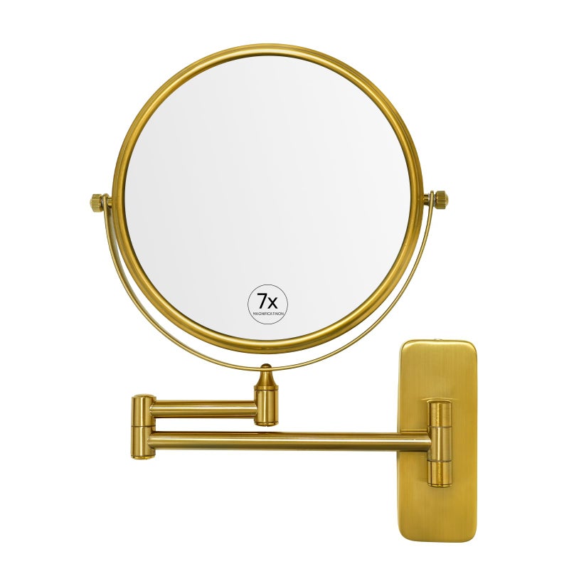 GURUN 8 Wall Mounted Makeup Mirror with 7X MagnificationTwoSided Swivel Bathroom MirrorBrushed Gold Finish M1406GJ87X Gifts for Mom Mothers Day Women - Image 2