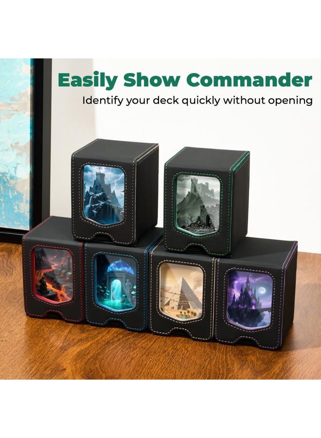 Fabmaker Deck Box for MTG Commander, (patent Pending) Magnetic Trading Card Storage Box with Commander Display, Fits 100 Double-Sleeved Cards, Card Box Compatible for Magic the Gathering, TCG, CCG - Image 2