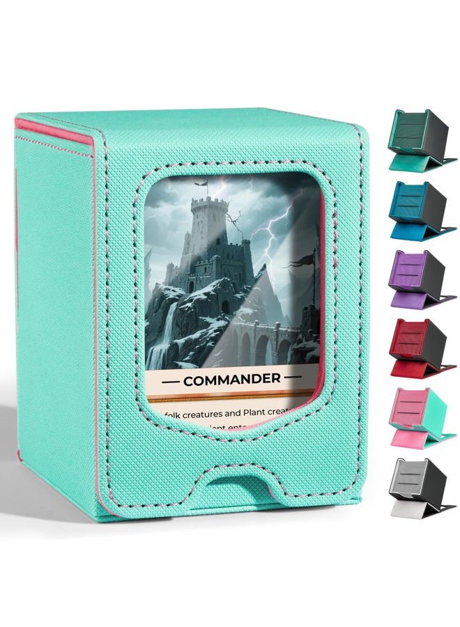 Fabmaker Deck Box for MTG Commander, (patent Pending) Magnetic Trading Card Storage Box with Commander Display, Fits 100 Double-Sleeved Cards, Card Box Compatible for Magic the Gathering, TCG, CCG - Image 1