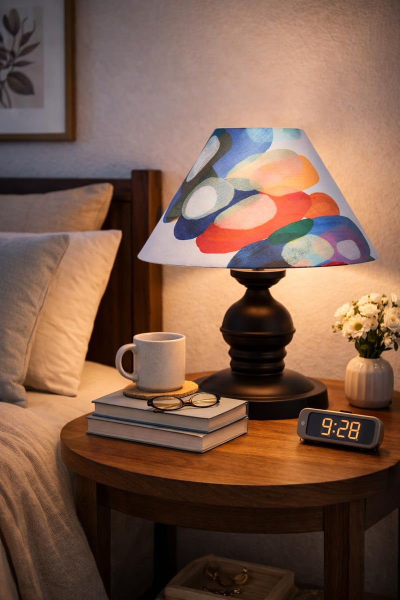 tu casa Metal Table Lamp | Fabric Shade Bedside & Night Lamp for Bedroom Living Room Study | Decorative Home Décor Lighting for Table Top & Gift Item - Image 2