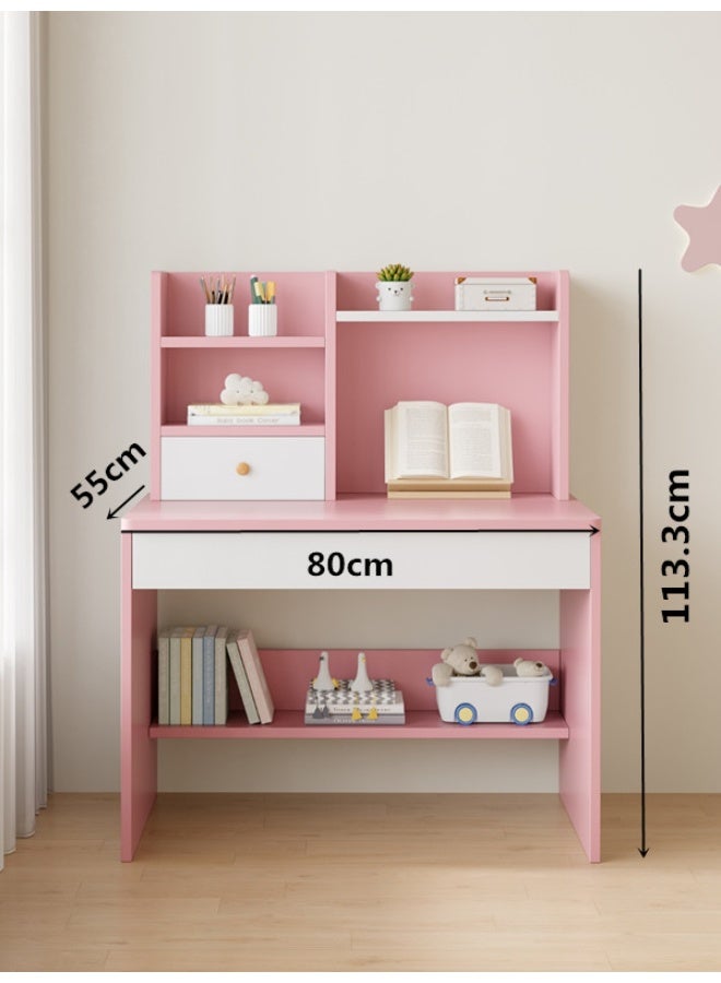 Kids Desks, Kid Study Table, Adjustable Lifting Height Children Desk, Multifunctional Children's Reading Activity Desk, with Multi-Tier Large-Capacity Bookshelf, for Student Write Study, 80x55x113.3cm - Image 2