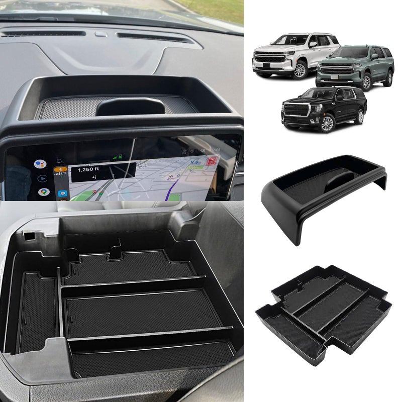 Muslogy for 20212024 Yukon Tahoe Suburban Sliding Center Console Armrest Organizer Dash Storage Tray 2PCS Compatible with GMC Yukon Tahoe Suburban 2021 2022 2023 2024 Not for Denali ConsoleDash